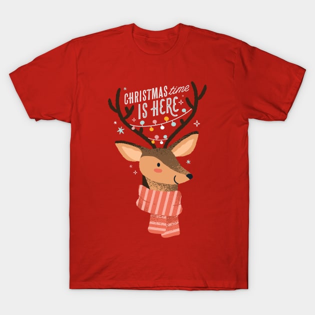 Christmas Reindeer T-Shirt by Safdesignx